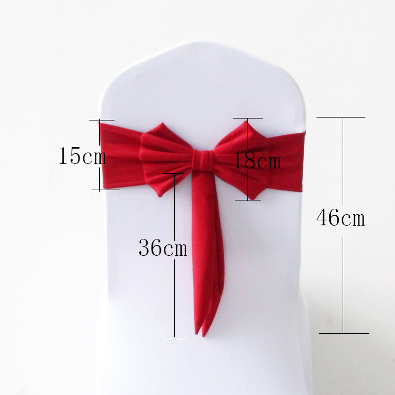 V45O Banquet Elastic Chair Cover No Tie Bowknot Chair Back Flower Decoration Wedding Hotel VIP Stool Strap