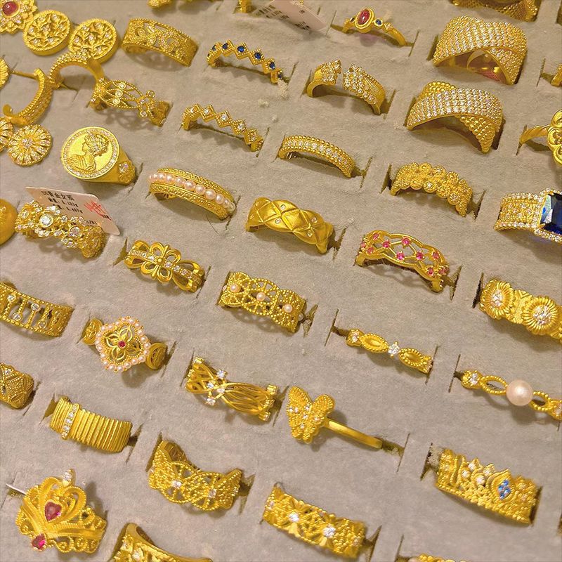 Sand Gold Opening Adjustable Frosted Ring Women's Fashion Sweet Light Luxury Niche Exquisite Ring Ancient Design