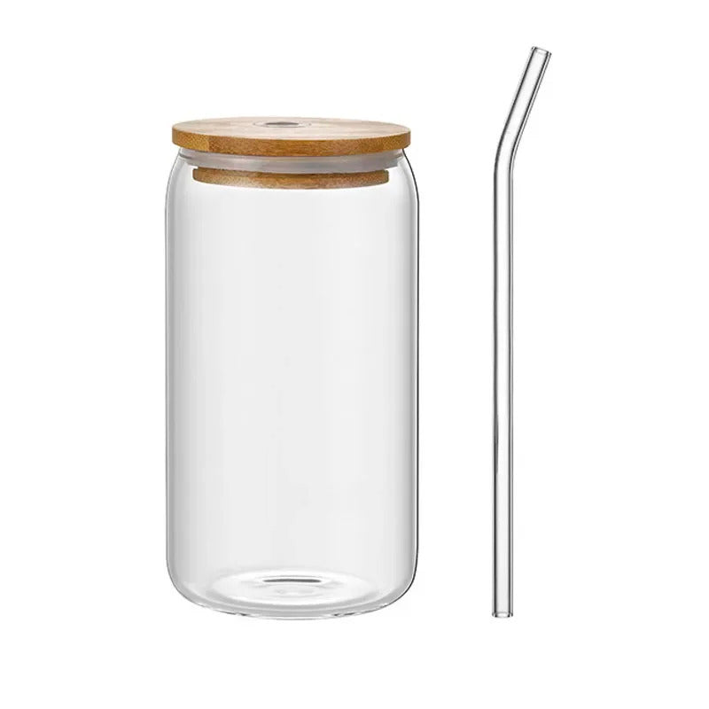 Leeseph Coffee Mug Glass Cup With Lid and Straw Transparent Coffee Tea Milk Juice Cold Drinking Cup Bar Kitchen Accessories