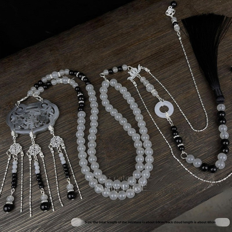 Ancient Style Hanfu Back Cloud Long Tassel Ming Dynasty Necklace New Chinese Style National Style Mamian Skirt Accessories
