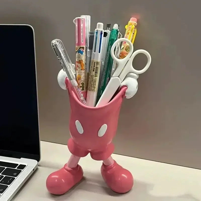 2025 New Disney Mickey Pen Container Phone Holder Cartoon Figure Makeup Stationery Desktop Decoration Student Kid Women Gift