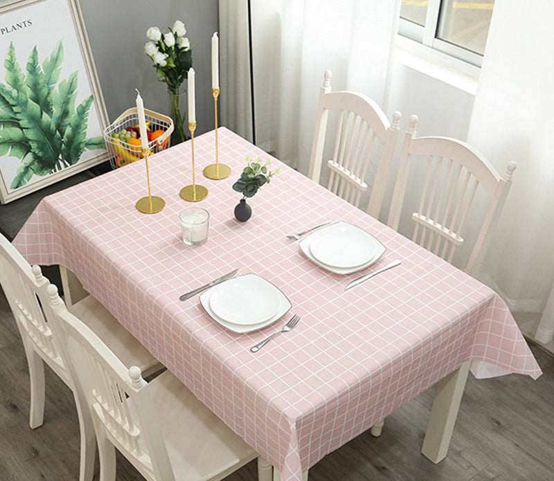 Nordic Style Warm High Temperature Resistant Tablecloth Ins Tablecloth Waterproof Oil-Proof Disposable High-Grade PVC Plaid Dining Table Cloth Liner
