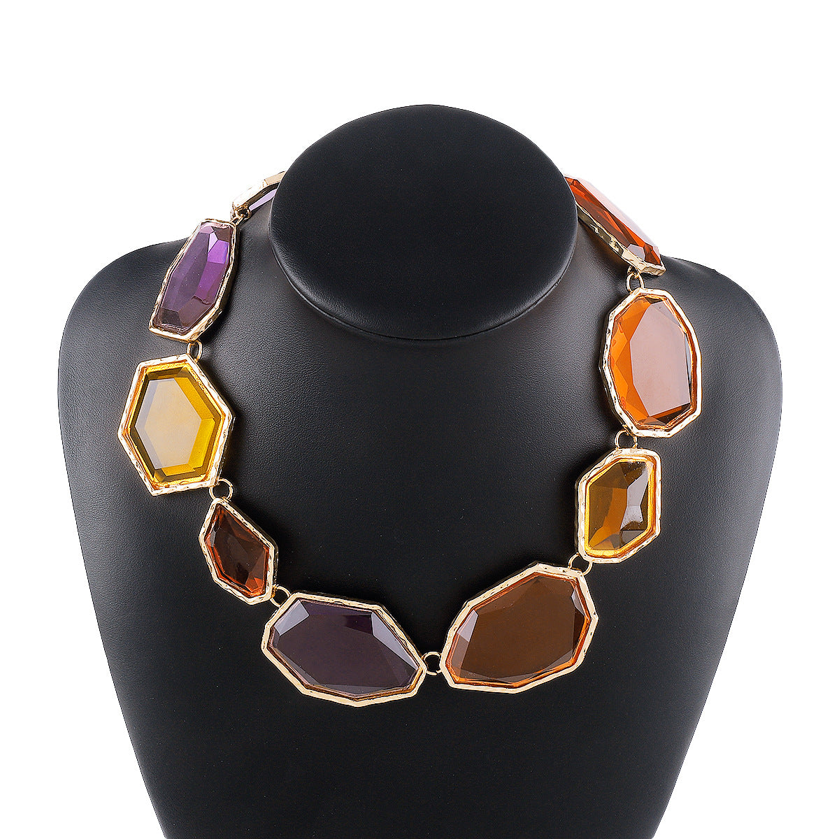 Trendy Accessories ZA Personality Fashion Exaggerated Geometric Resin Colorful Earrings Necklace