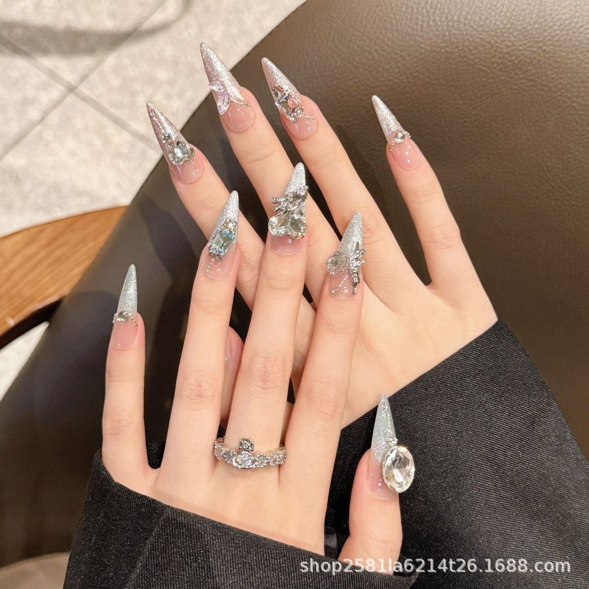 Light Luxury Advanced Handmade Wear Nail Flash Handmade Nail Tip Cat's Eye