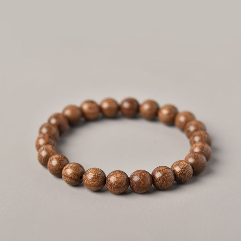 Natural Small Leaf Red Sandalwood Bracelet for Men and Women Couples Black Ebony Wooden Buddhist Beads Golden Silk Sandalwood Bracelet Hetian Jade Top Beads