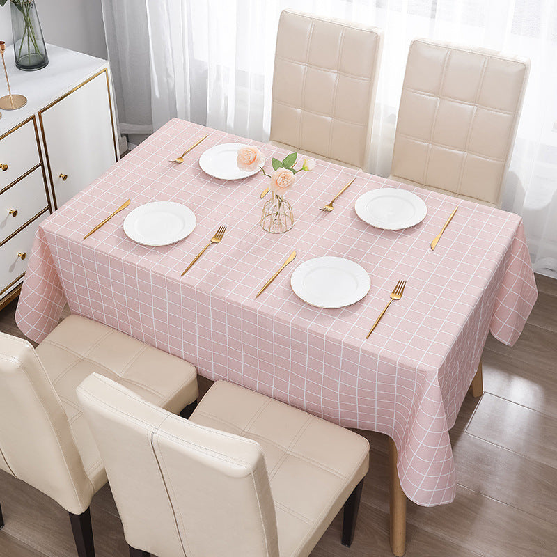 Nordic Style Warm High Temperature Resistant Tablecloth Ins Tablecloth Waterproof Oil-Proof Disposable High-Grade PVC Plaid Dining Table Cloth Liner