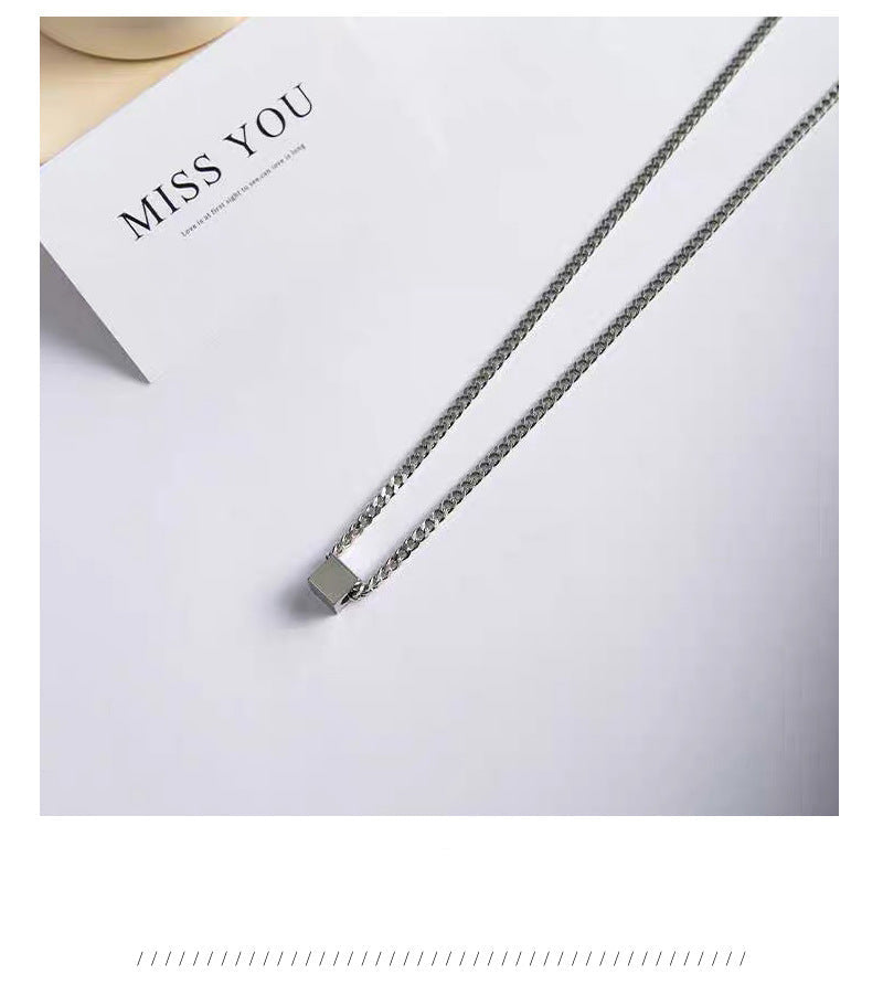 Geometric Block Wang Yibo Necklace for Men Trendy Hip-Hop Style Simple Versatile Sweatshirt Collarbone Chain Niche Design Sense Men