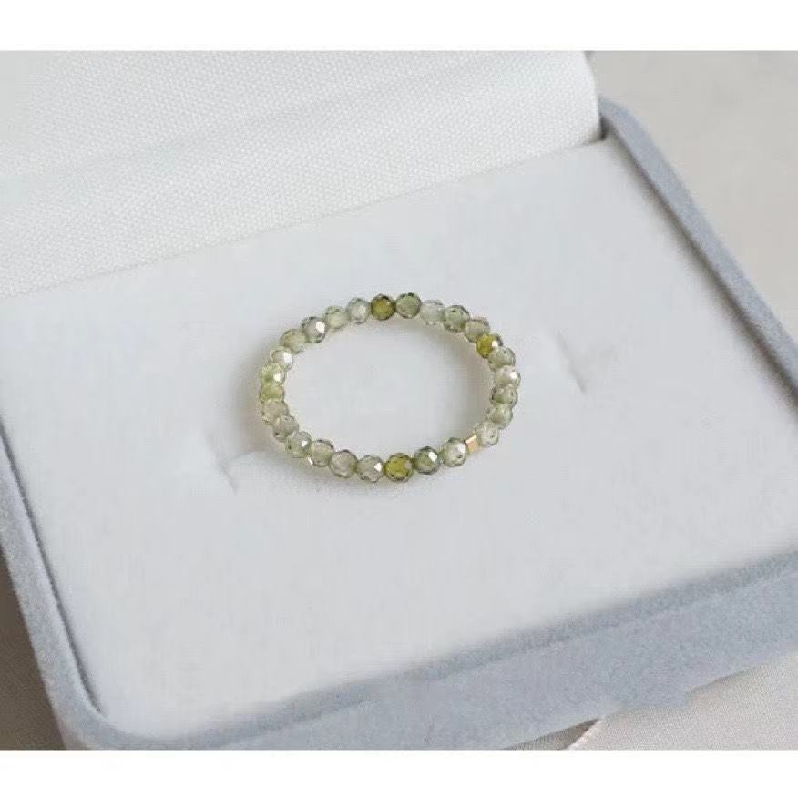 Natural Tourmaline Green Pine Garnet Small Particle Ring Ins Fashion Ring Ring Special Fine Finger Ring Bracelet