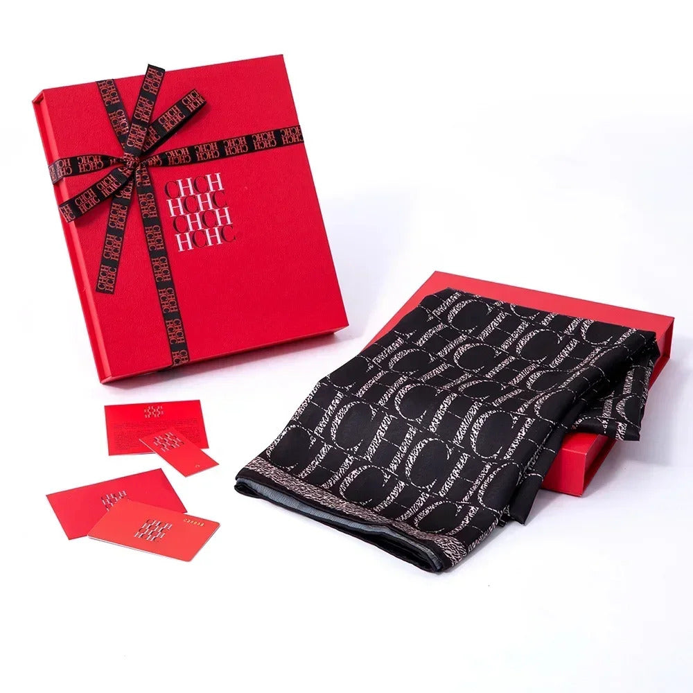 A Fashionable Style Silk Material 180-70cm Women's Silk Scarf Men's Decorative Sunshade Warm Lightweight Gift Box Packaging