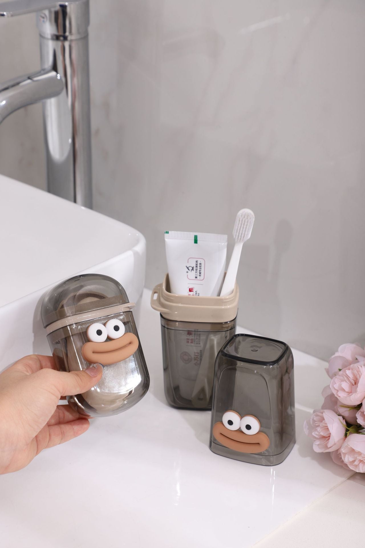Cartoon Cute Mouthwash Cup Home Children Travel Portable Washing Cup Soap Box Set Toothbrush Cup Toothpaste