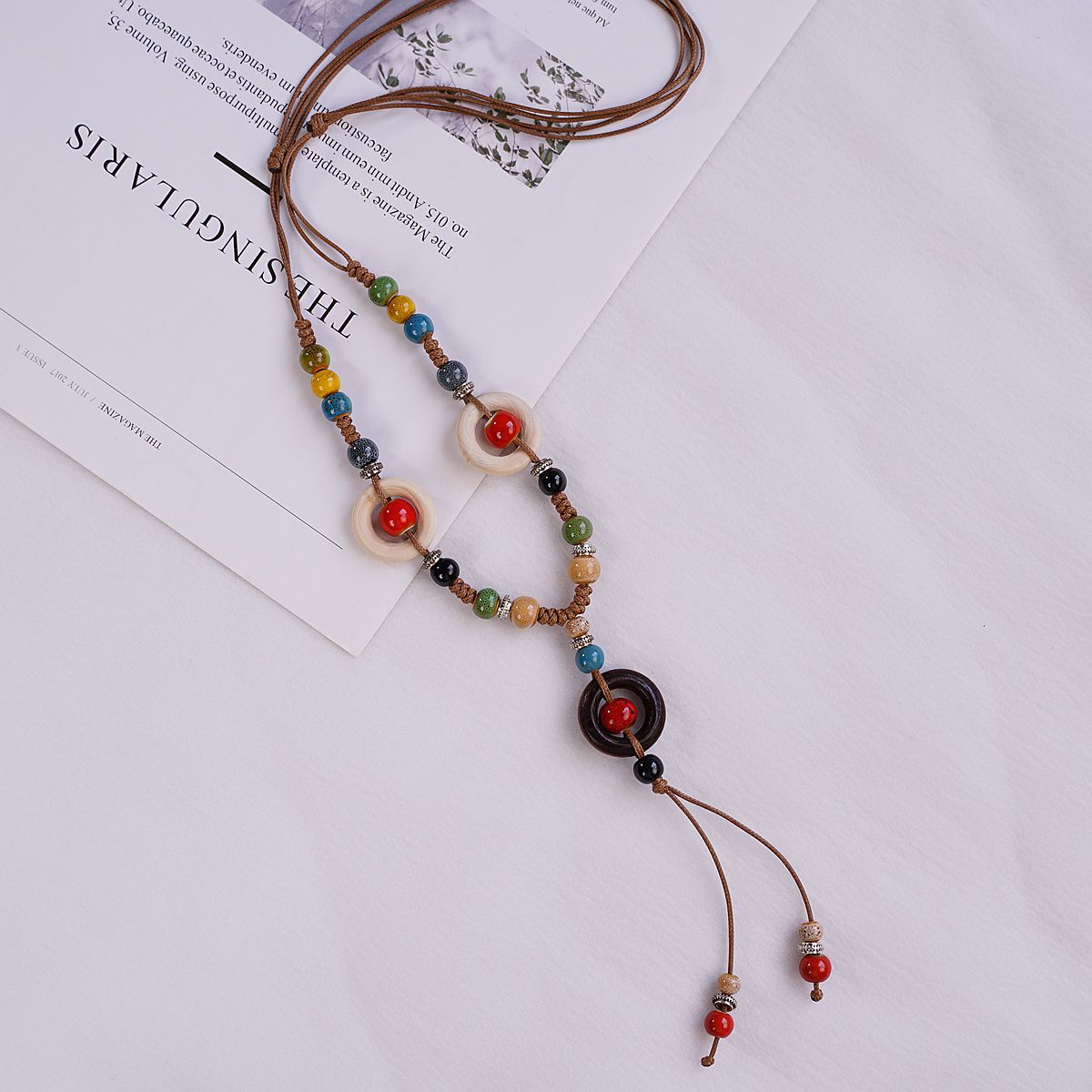 Jingdezhen Ceramic Necklace Women's Light Luxury Niche Autumn and Winter Sweater Necklace