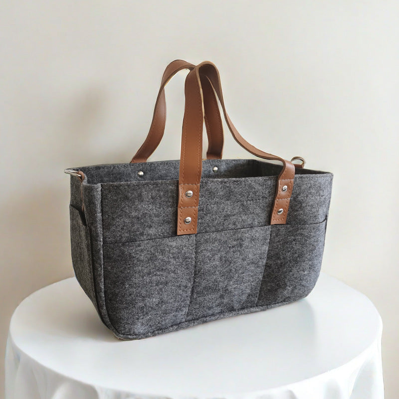 Felt Bag Cross-Border Large Capacity Maternal and Child Supplies Storage Bag Foldable Handbag for Going out Felt Baby Diapers Bag