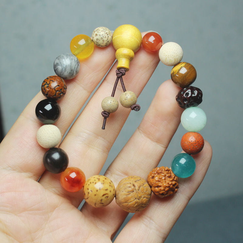 Lingyin New Eighteen Seeds Bodhi Bracelet for Men and Women Couples Bracelet Eighteen Seeds Buddha Beads 18 Seeds Multi-Treasure Bodhi