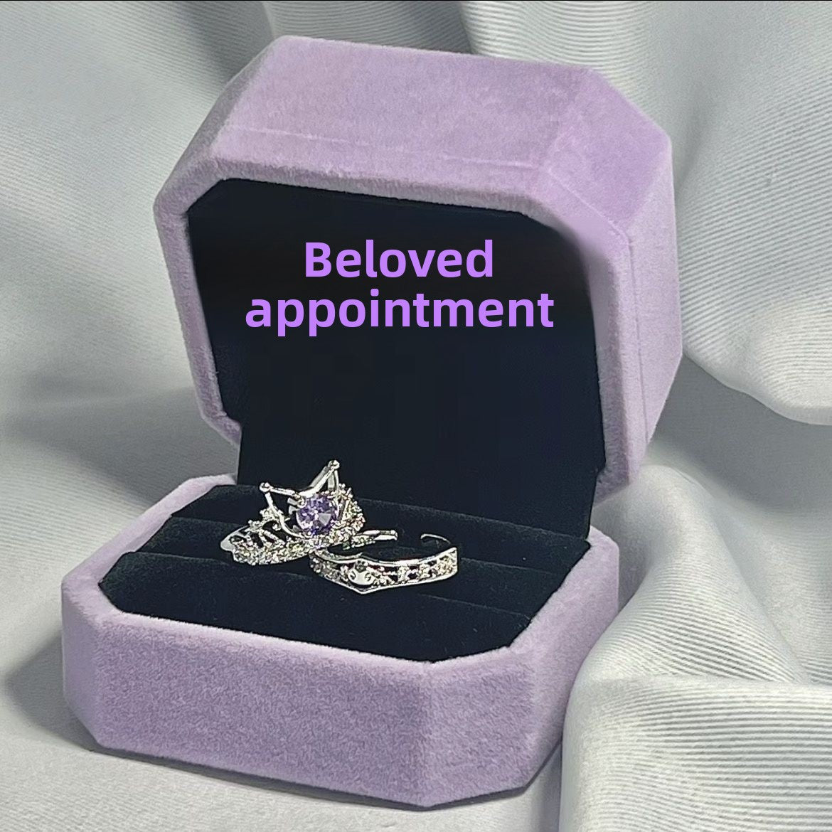 Couple's Ring Love About Kulomi Ring Opening Adjustable Inlay Purple Diamond Fashion All-match Elegant