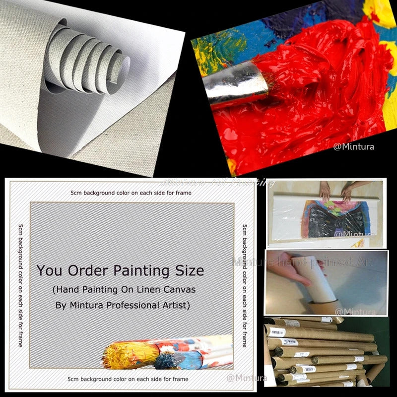 Mintura,100% Handmade Knife Graffiti Pink Red Heart Oil Painting on Canvas,Modern Abstract Wall Art Picture,Room Home Decoration