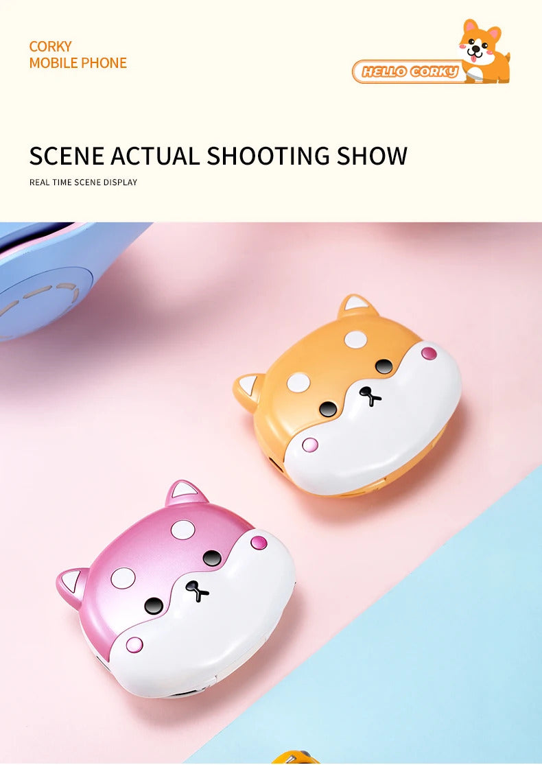 2023 New Cute Mini Koki Mobile Phone Flip Cartoon Kids Children Dual Sim 2G GSM Keyboard Botton MP3 Player Unlocked Cellphone