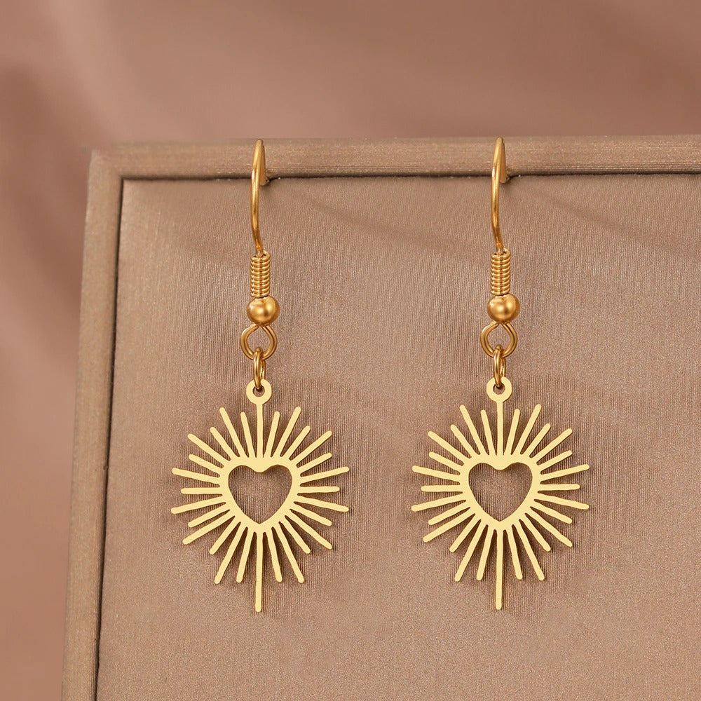 Stainless Steel Earrings Bohemian Geometric Heart Pendant Elegant Fashion Dangle Earrings For Women Jewelry Gifts for Lovers New