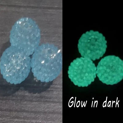 Newest  20mm 100pcs/bag Resin Rhinestone Glow In Dark Beads For Fashion Chunky Jewelry/Necklace