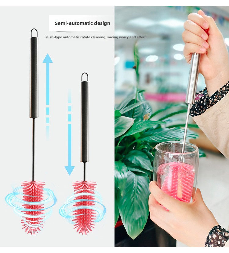 Rotating Silicone Cup Brush Milk Bottle Brush Multifunctional Semi-automatic Cleaning Brush Household Press-type Rotating Cleaning Artifact