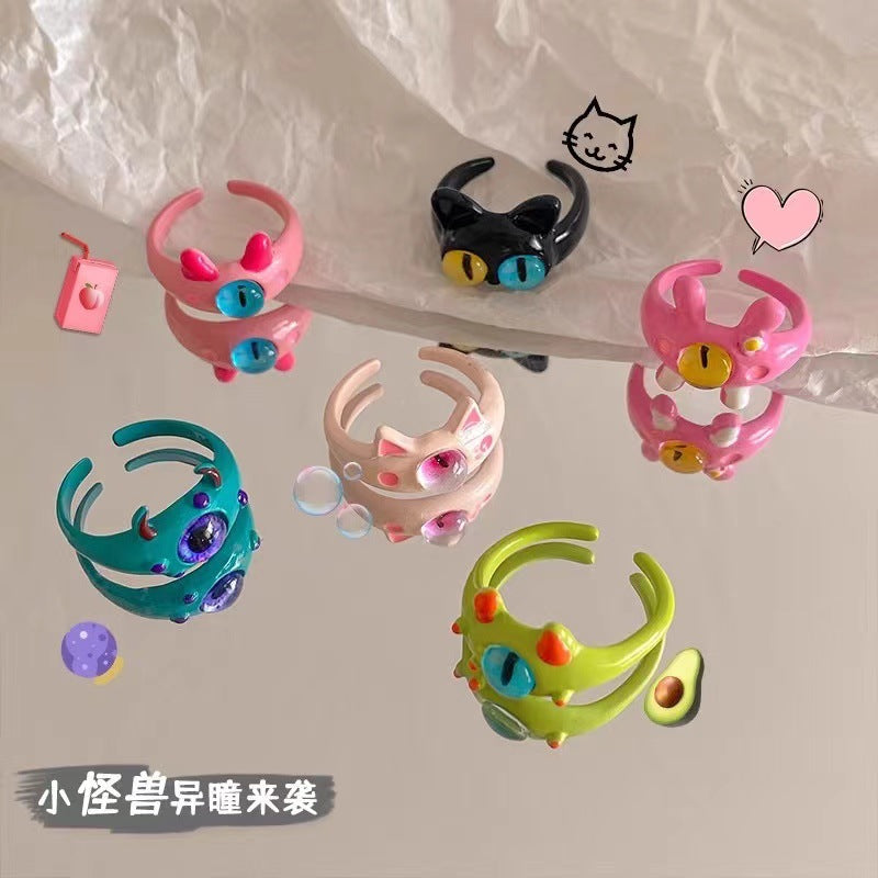 Funny Little Monster Ring Childlike Cute One-Eyed Ins Student Children Girlfriends Couple Gifting New