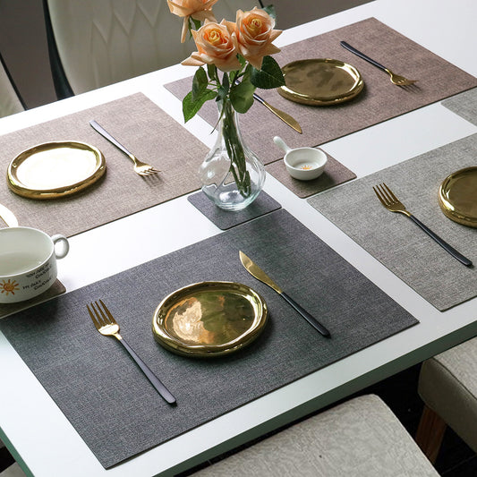 Western Dining Mat Square Cloth Pattern Household Dining Mat Bowl Mat Hotel Leather Dining Table Mat Waterproof Oilproof Heat Insulation Mat