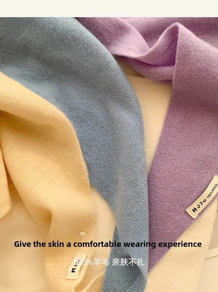 British Korean Triangle Scarf  Niche Wool  Triangular Scarf Women Headscarf Knitted Scarf Multi-functional Warm Knitted Scarf