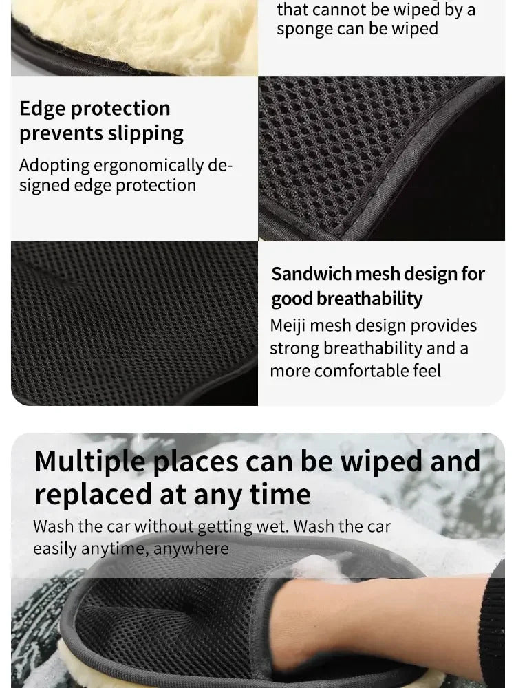 Car Washing Imitation Wool Gloves Thickened Plush Car Wiping Gloves Waxing Polishing Car Cleaning Products cleaning cloth