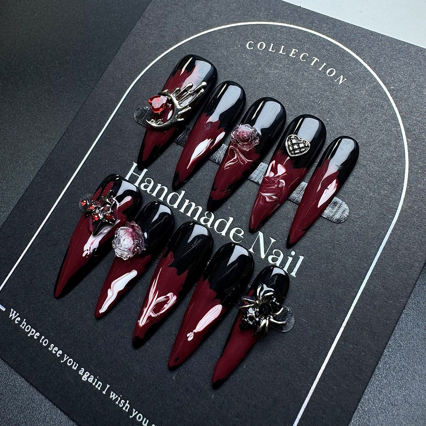 Wearable Nail Tips High-End Halloween Limited Edition Handmade Hand-Painted Dark Finished Nail Stickers