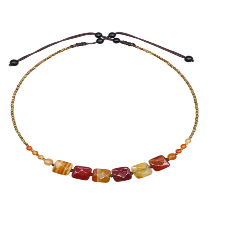 Natural Agate Clavicle Chain Neck Necklace Women's Neck Pattern Neck Chain