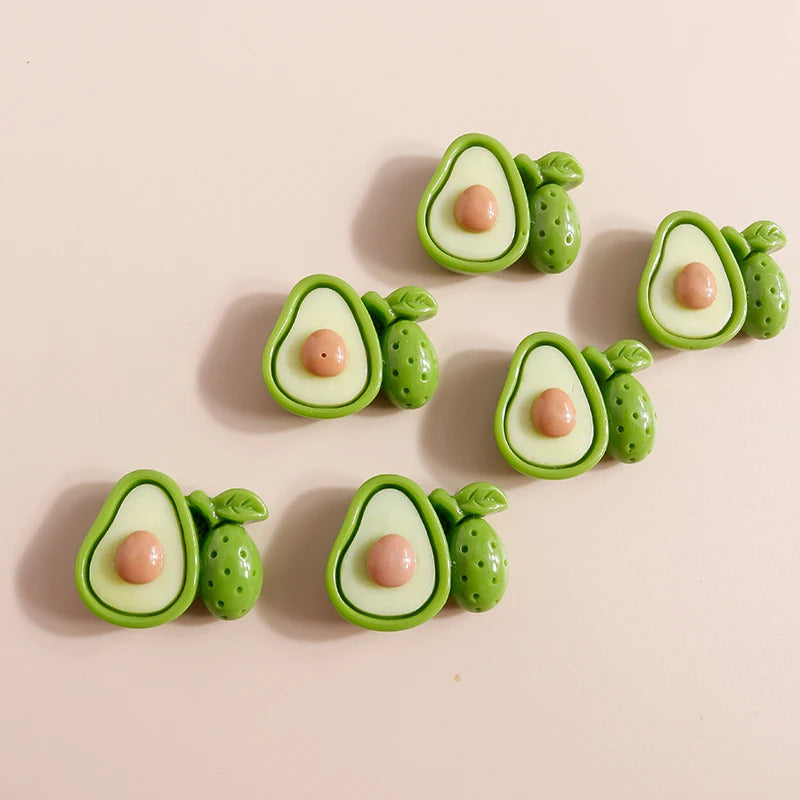 10pcs Mix Cute Mini Fruit Charms Pear Cherry Pineapple Peach Avocado Flat Back Resin Cabochons Scrapbook DIY Jewelry Accessories
