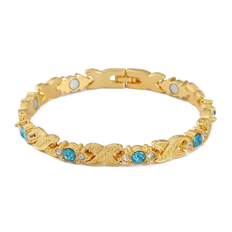 Cross-Border Hot European and American Fashion Detachable Energy Magnet Bracelet Environmental Protection Alloy Diamond Adjustable Women's Bracelet