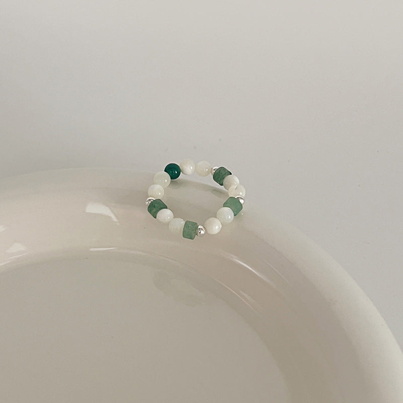 Color Crystal Beaded Ring Niche Design High-grade Finger Ring Light Luxury Elegant All-match Ring Accessories