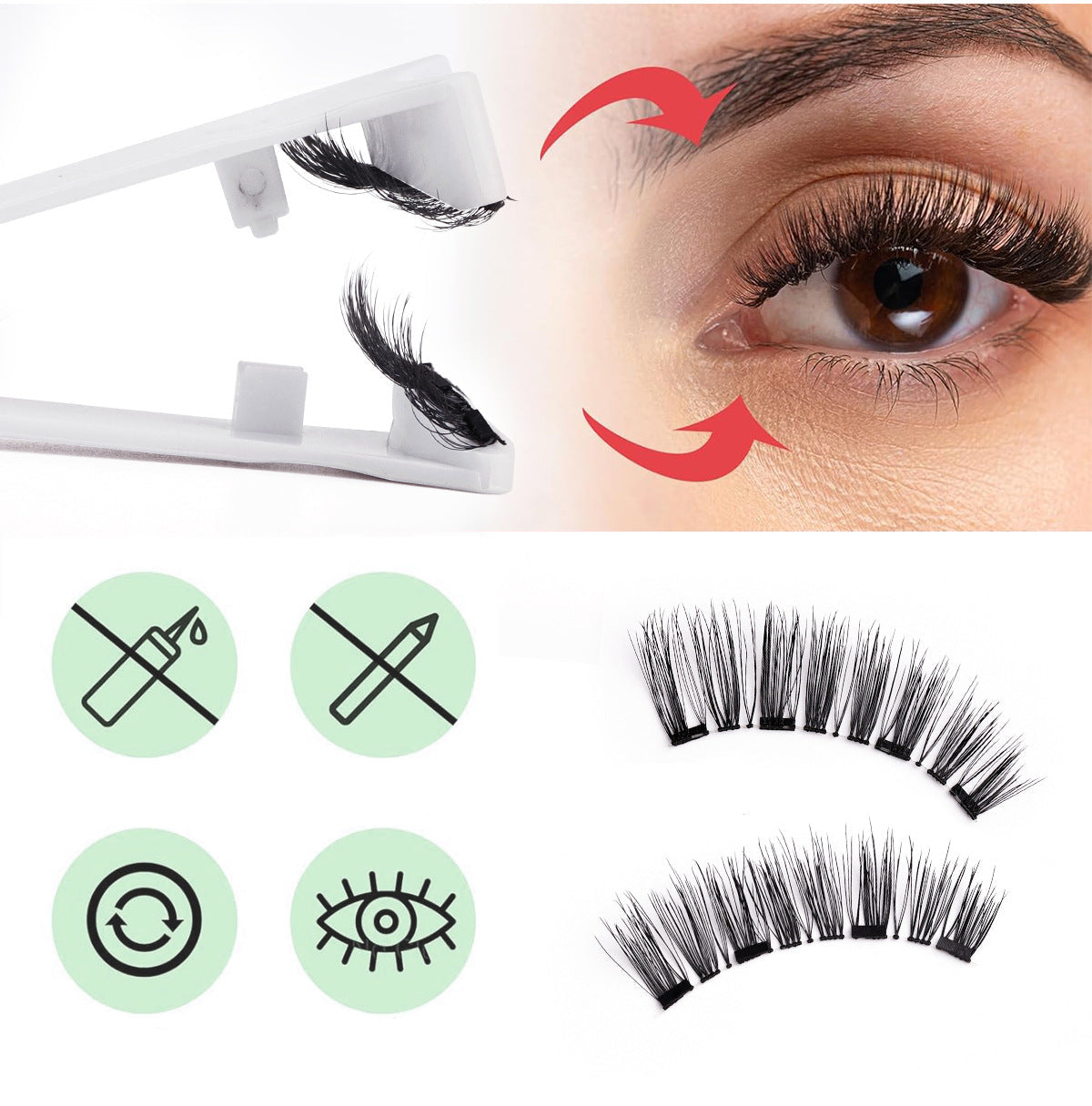 Foreign Trade Hot-Selling Magnetic False Eyelash Set 3D Magnetic Eyelashes No Glue No Removal Magnetic False Eyelashes Factory Direct