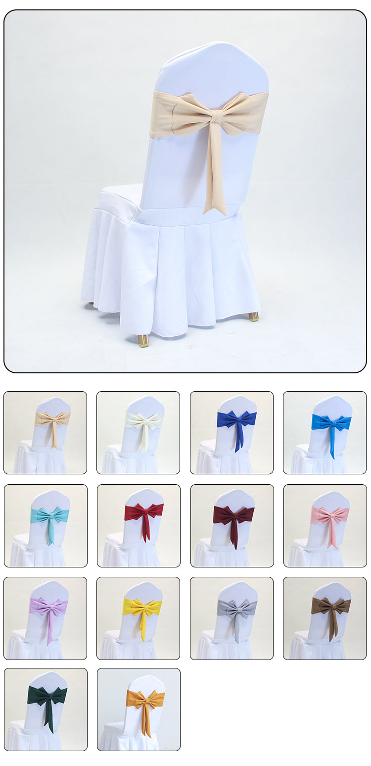 V45O Banquet Elastic Chair Cover No Tie Bowknot Chair Back Flower Decoration Wedding Hotel VIP Stool Strap
