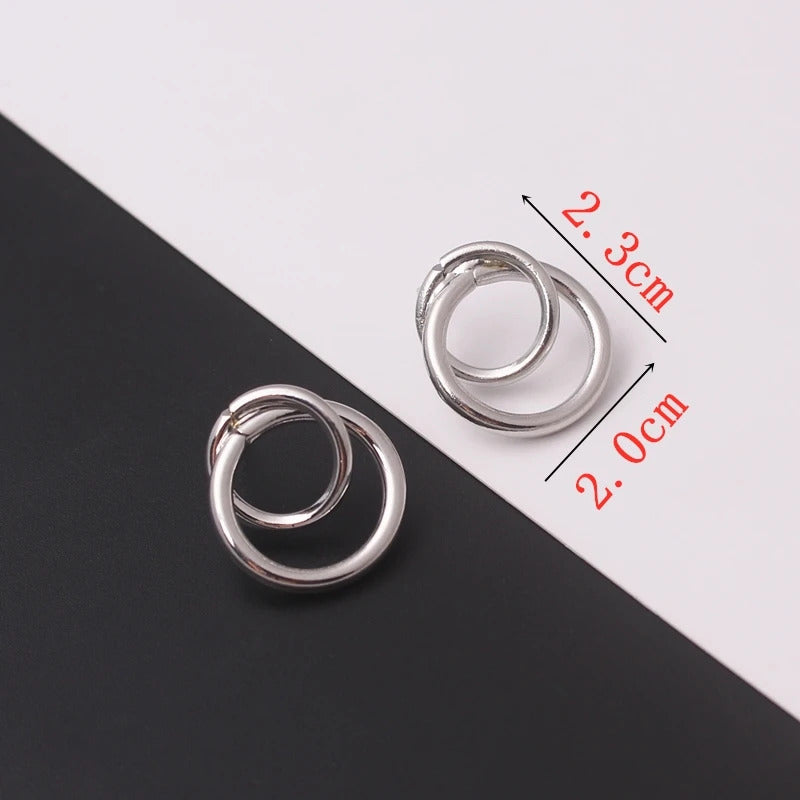 New Geometric Double Round Circle Stud Earrings for Women Statement Earring Jewelry Fashion Hollow Gold Color Wedding Brincos