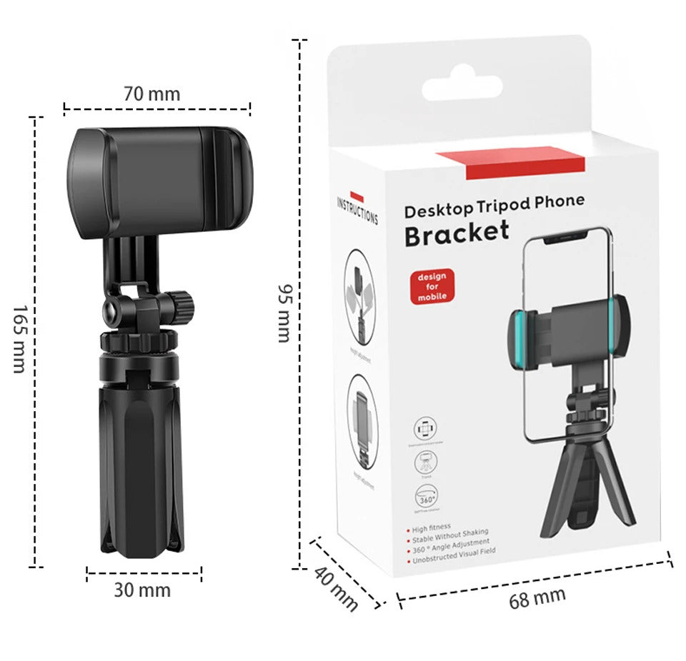 Phone Holder Portable Tripod Foldable Desktop Mobile Phone Stand Rotatable Selfie Holding Live Video Camera Stabilizer Bracke