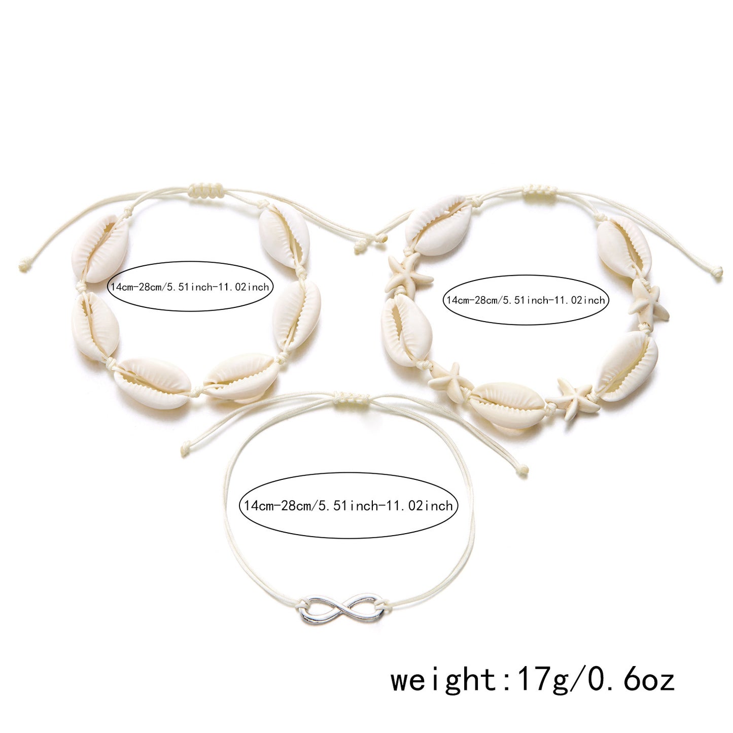 Bohemian Style Beach Vacation Conch Starfish Turtle Seed Bead Bracelet for Women