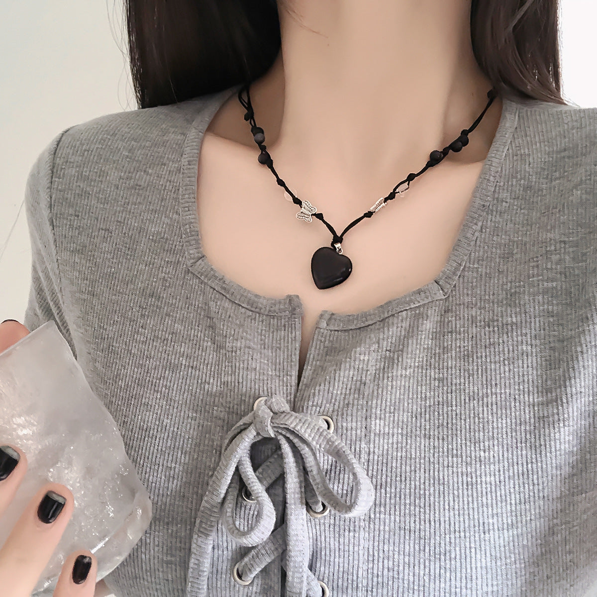 Candy-Colored Dopamine Necklace for Women All-Match Special-Interest Design Beaded Clavicle Chain Sweet Cool Hot Girl Necklace Online Influencer Jewelry