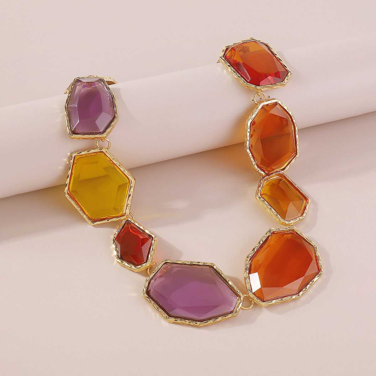Trendy Accessories ZA Personality Fashion Exaggerated Geometric Resin Colorful Earrings Necklace
