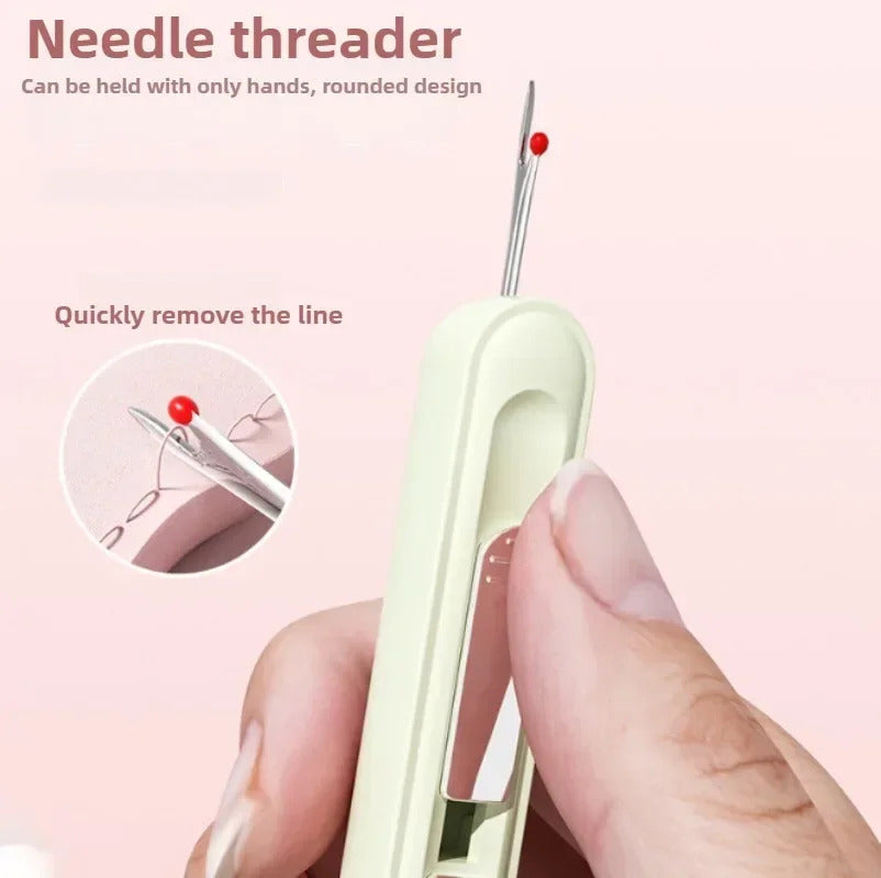 2 In 1 Needle Threader and Seam Ripper Tool Multifunctional Sewing Thread Remover Cross Stitch Crafting Accessories Easy Use