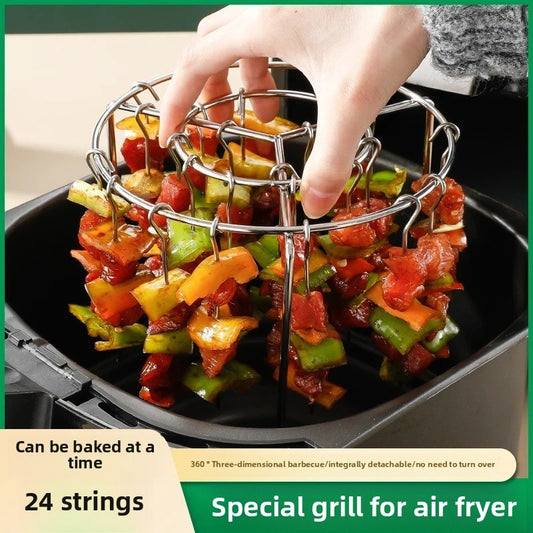 Stainless Steel Skewer Rack Grill Air Fryer Oven New Model Round Vertical 24-Skewer Hanging Grill Oven