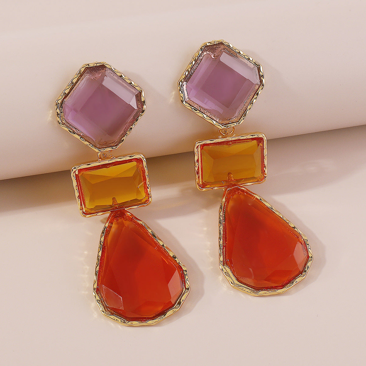 Trendy Accessories ZA Personality Fashion Exaggerated Geometric Resin Colorful Earrings Necklace