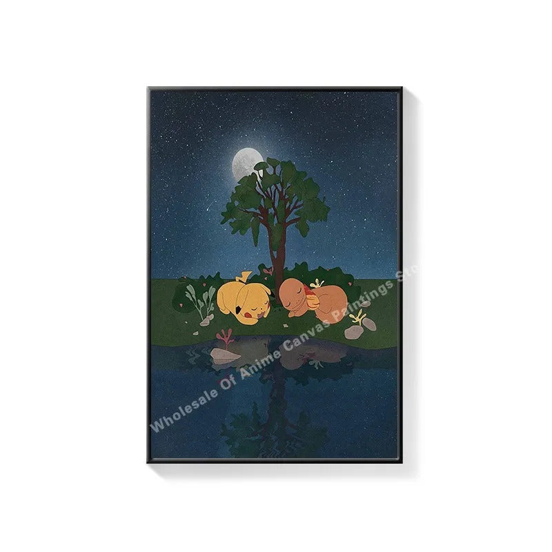 PokeMon Decorations PokeMon PokeMon Pikachu Hanging Paintings Children's Room Cartoon Anime Mural