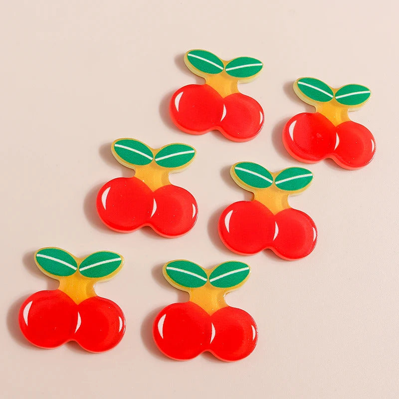10pcs Mix Cute Mini Fruit Charms Pear Cherry Pineapple Peach Avocado Flat Back Resin Cabochons Scrapbook DIY Jewelry Accessories