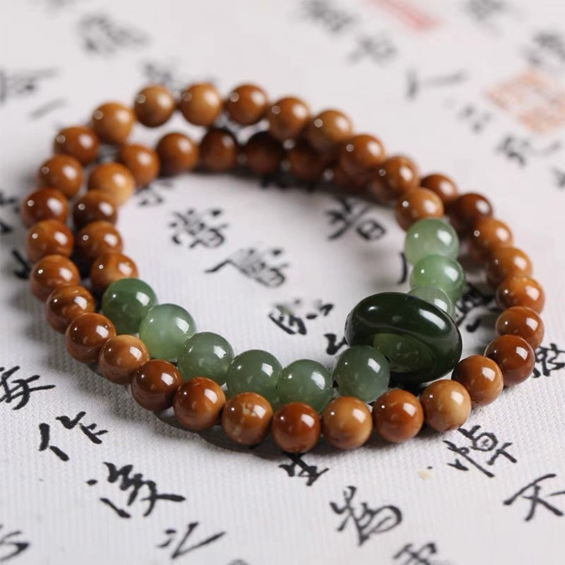 Natural Premium Cook Bodhi Temperament Bracelet Hetian Jade Running Ring Double Circle Artistic Handheld National Style Couple Bracelet