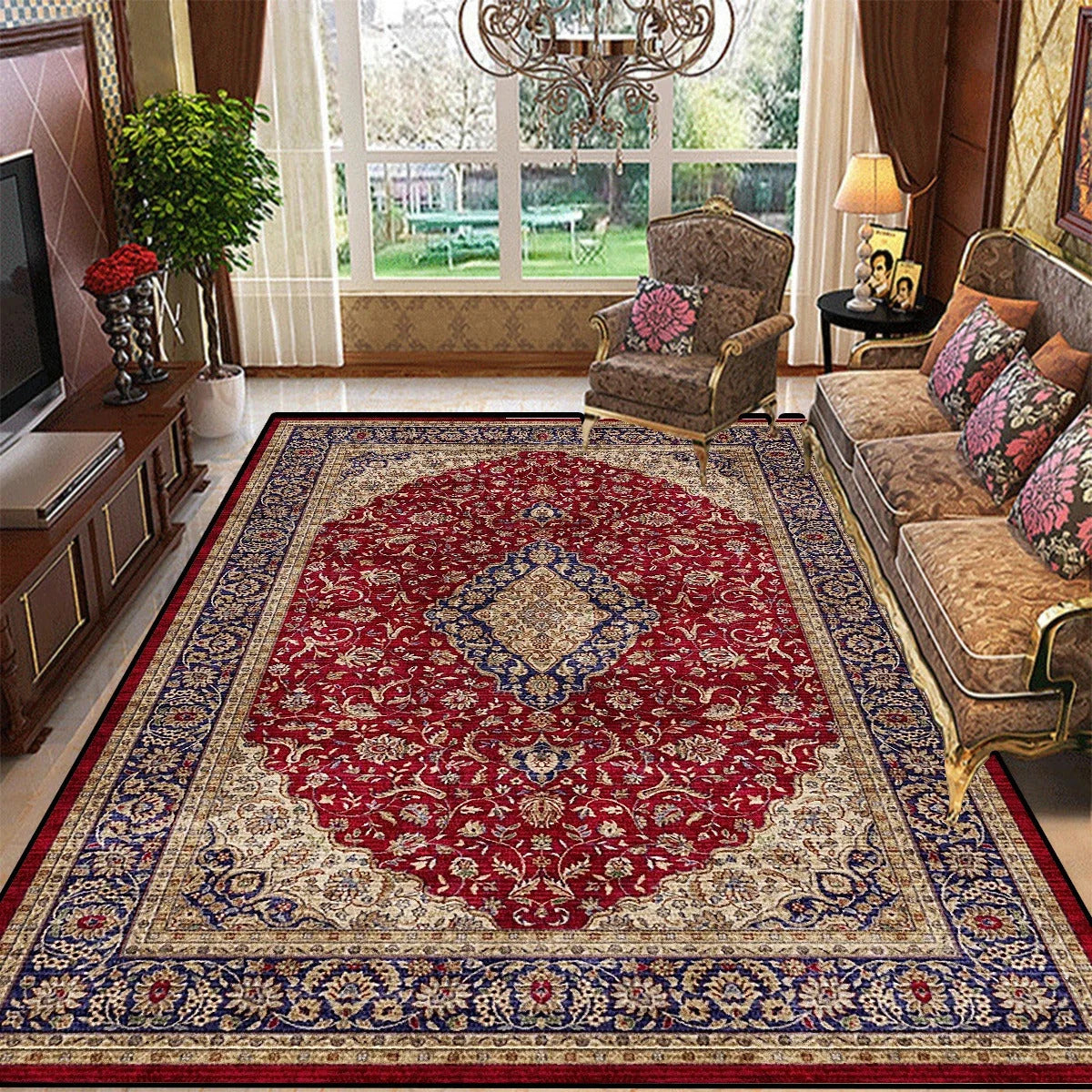 Vintage Bohemian High-end Luxury Carpet Retro Türkiye Persian Style Large Rug Classical Non Slip Washable Living Roon Floor Mat