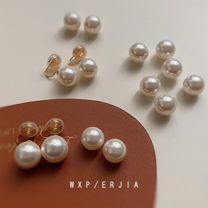 Pearl Mosquito-repellent Incense Plate Ear Clip Plated with 18K Gold High-grade Simple Painless Earrings