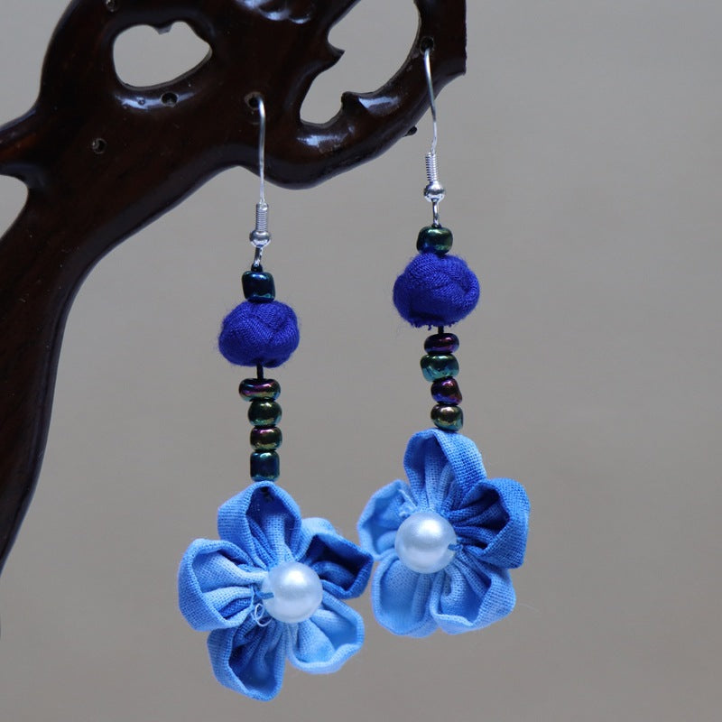 Ethnic style blue tie-dye earrings hand-woven tie-dye earrings travel companion gift
