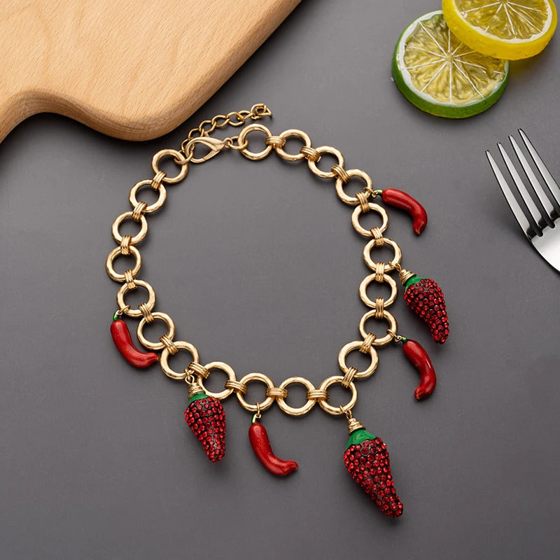 red Pepper Necklaces for Women Multilayer Collar Chain Verse Christian Jewelry 18K Gold Choker Plated/Stainless