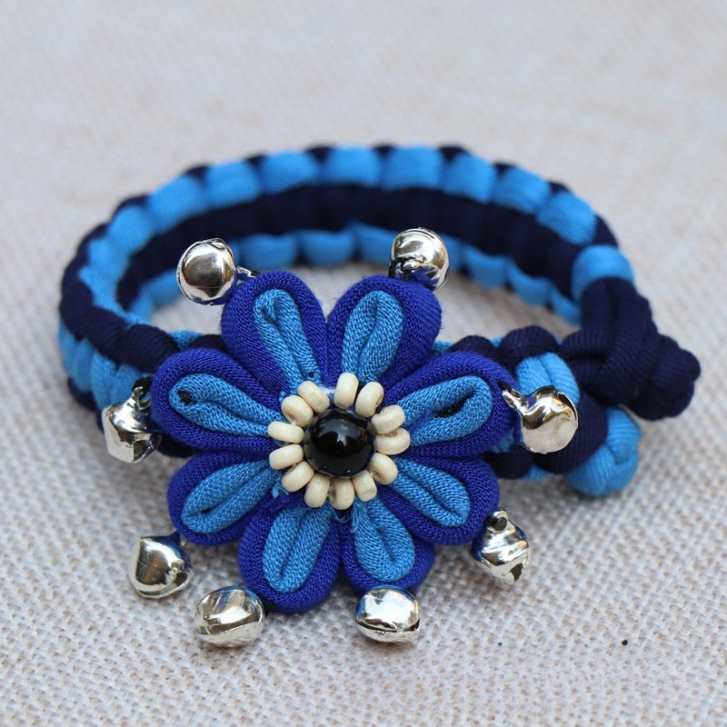 Blue Tie Dye Cloth Bracelet Dali Lijiang Hot Sale Hand-stitched Flower Fabric Bracelet Bracelet